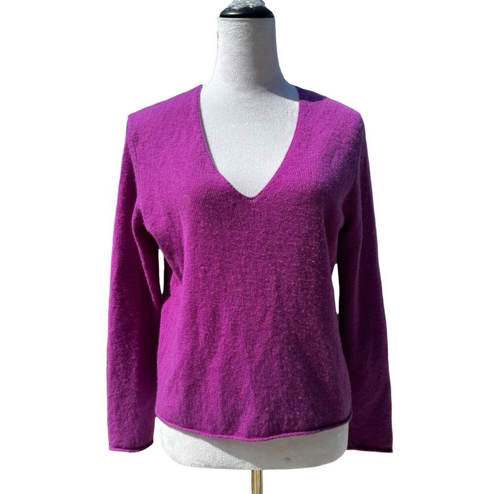 360 Cashmere Gwen Pullover Sweater V-Neck Size S Purple Oversized Soft Luxury